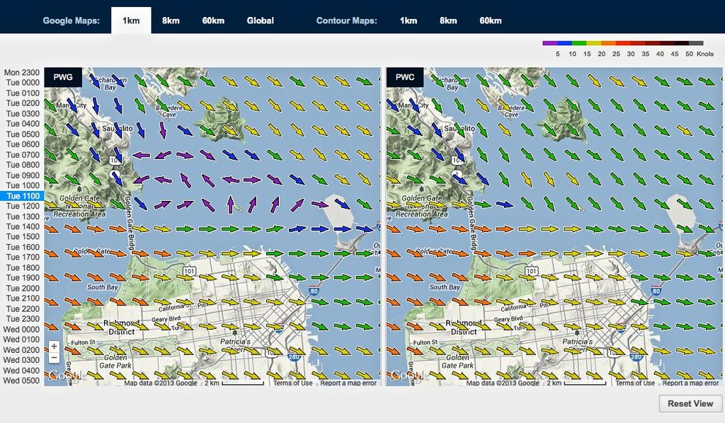 Wind map for September 17, 2013 San Francisco at 1100hrs © PredictWind.com www.predictwind.com